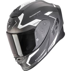 Casco integral de motocicleta Scorpion EXO-R1 EVO II Carbon Air Propel negro mate-plateado