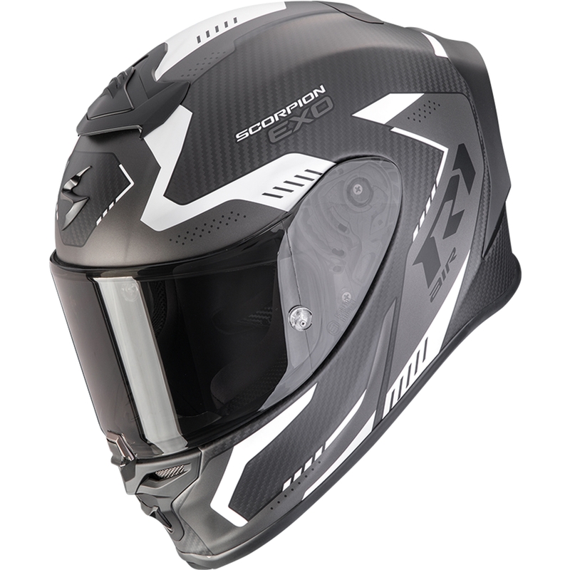 Casco integral de motocicleta Scorpion EXO-R1 EVO II Carbon Air Propel negro mate-plateado