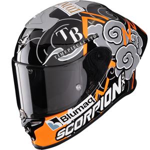 Casco integral de moto Scorpion EXO-R1 EVO Air FIM RACING #1 Réplica Aron 2024 Negro-Naranja-Gris