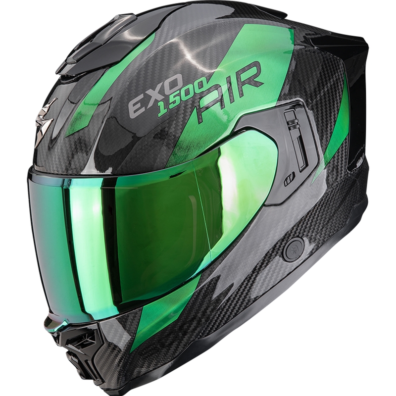 Casco integral de motocicleta Scorpion EXO-1500 Carbon Air Plated, negro y verde