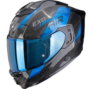 Casco integral de motocicleta Scorpion EXO-1500 Carbon Air Plated, negro y azul