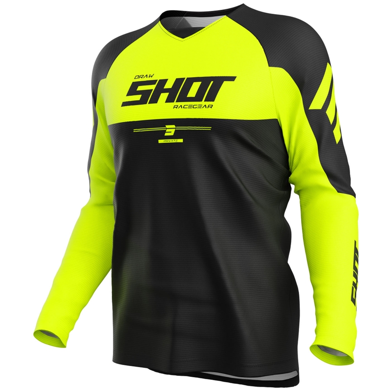 Camiseta de motocross Shot Draw Private amarillo fluo