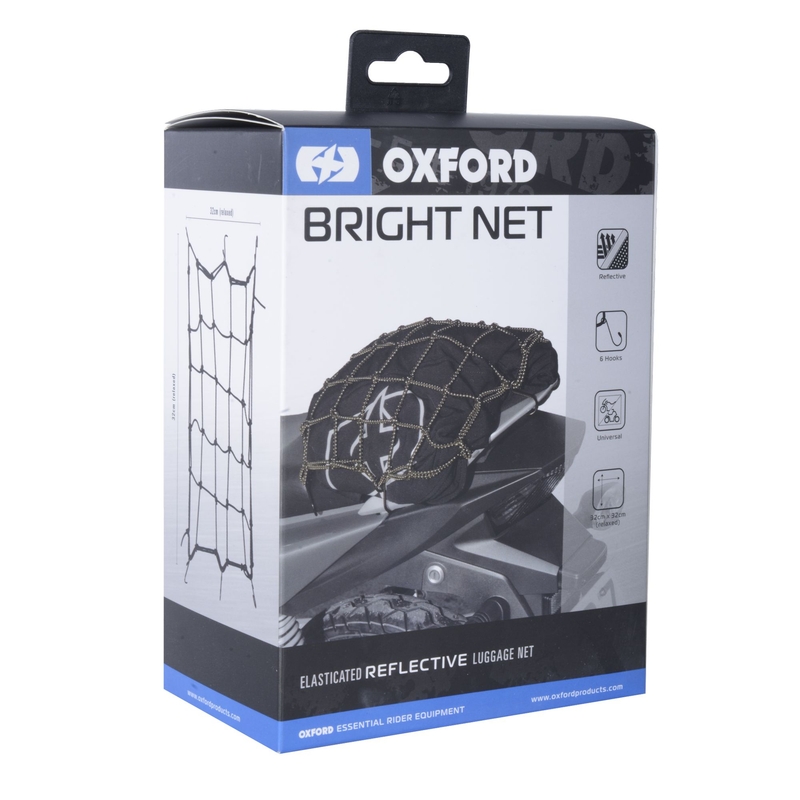 Red portaequipajes flexible Oxford para moto negro reflectante