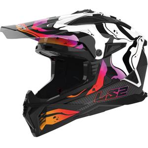 Casco de motocross LS2 MX708 Fast II Wash White negro-blanco-rosa