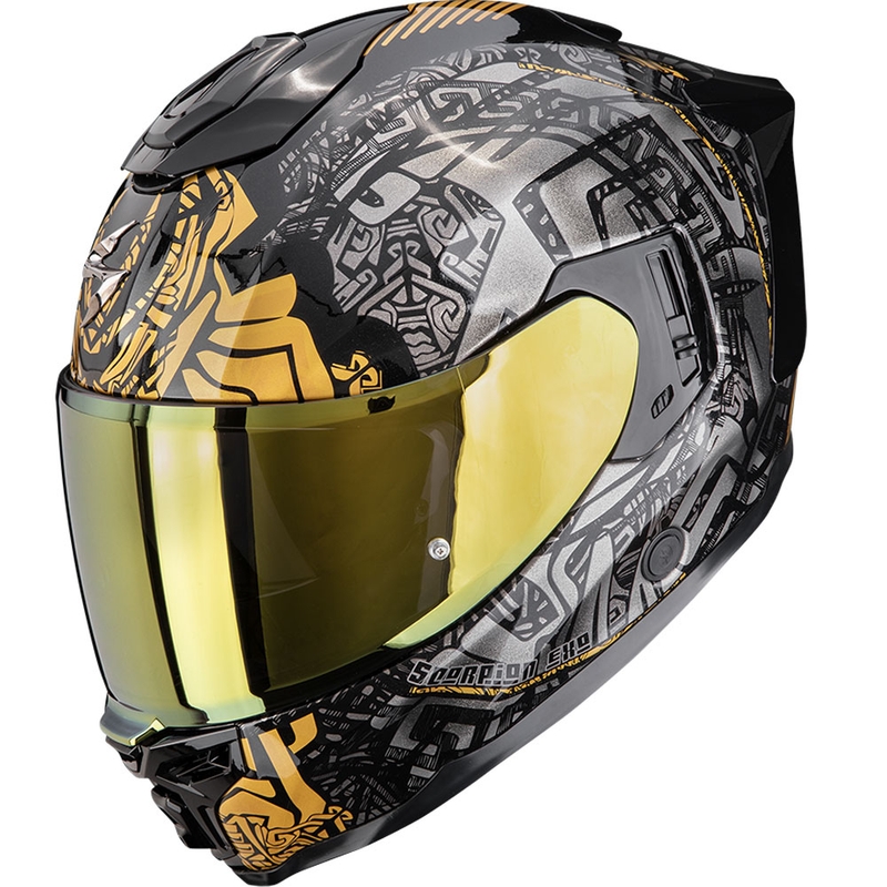 Casco integral de moto Scorpion EXO-1500 Air Apus negro-gris-dorado