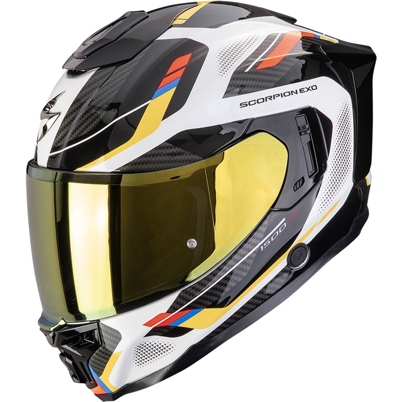 Casco integral de moto Scorpion EXO-1500 Air Sleek blanco-azul-amarillo