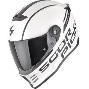 Casco integral de motocicleta Scorpion Covert FX Danko en blanco perla mate y negro