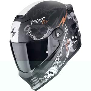 Casco integral de moto Scorpion COVERT FX SKULLZ negro mate-gris-dorado