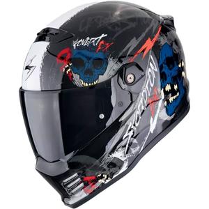 Casco integral de moto Scorpion COVERT FX SKULLZ negro-gris-rojo