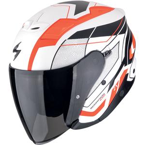 Casco de moto jet Scorpion EXO-Z1 VUE en blanco mate, rojo y negro
