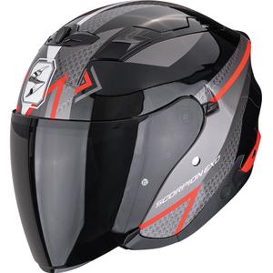 Casco de moto abierto Scorpion EXO-230 Loop negro metalizado-rojo