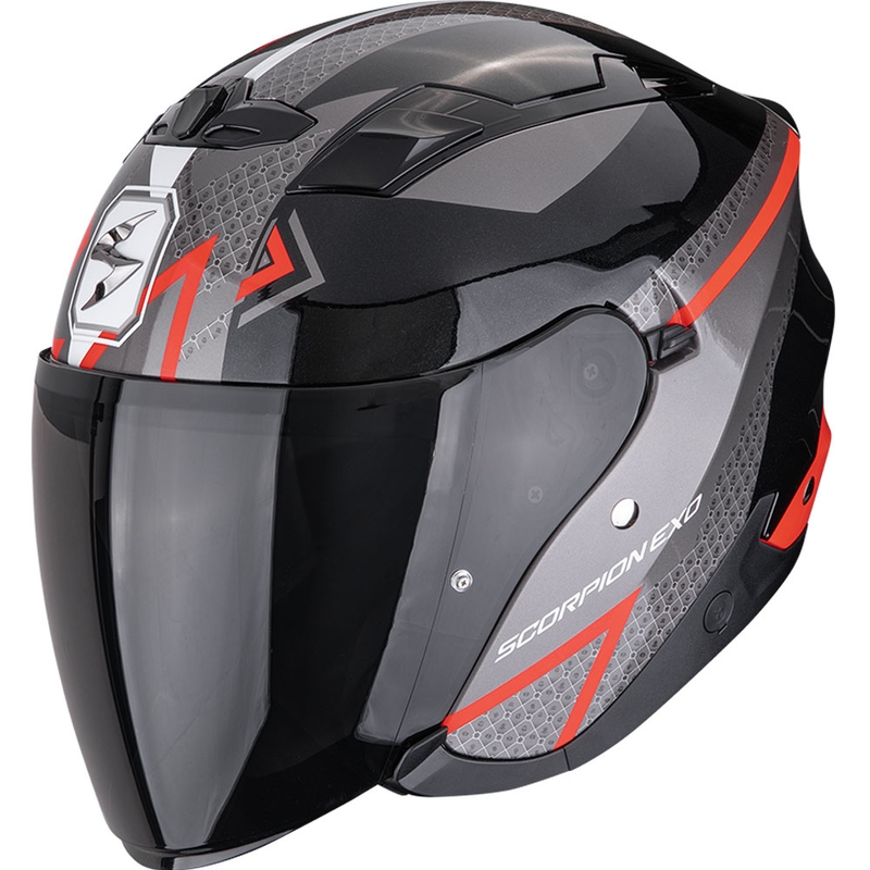 Casco de moto abierto Scorpion EXO-230 Loop negro metalizado-rojo