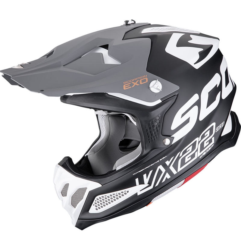 Casco de motocross Scorpion VX-22 Air Updown negro-blanco-gris
