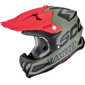 Casco de motocross Scorpion VX-22 Air Updown verde mate, negro y rojo
