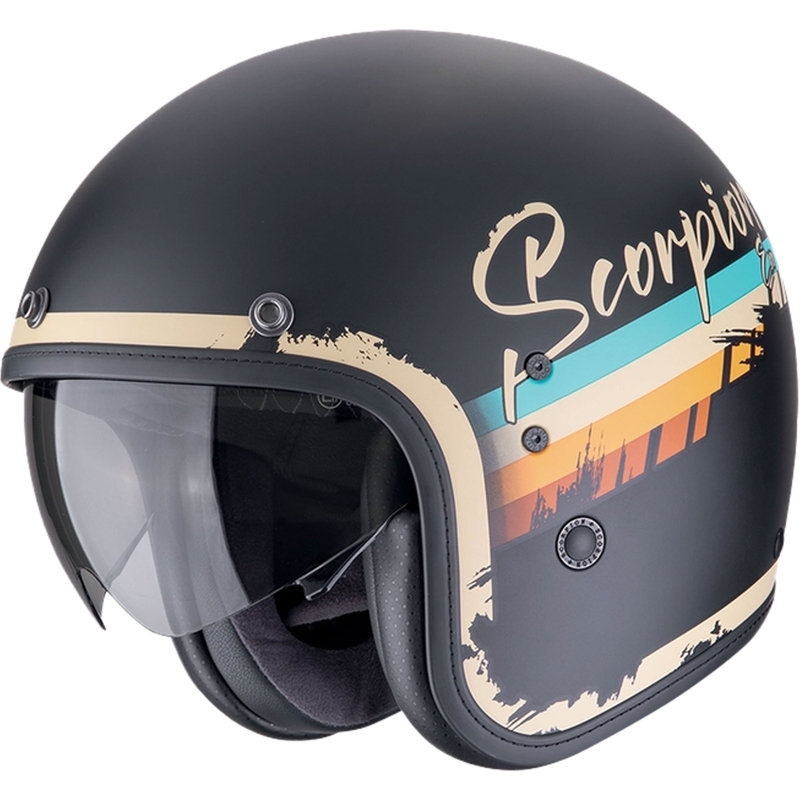 Casco de moto abierto Scorpion Belfast Evo ADONIS negro-beige mate