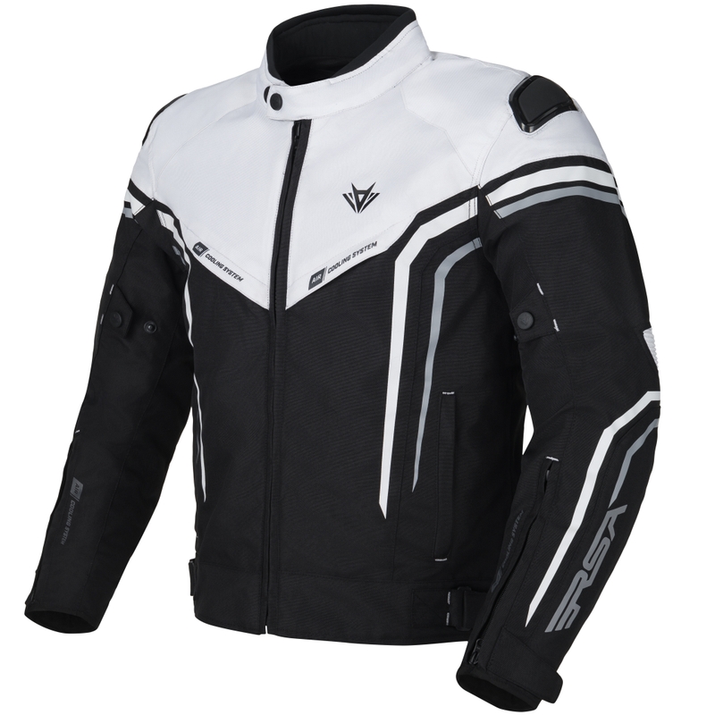 Chaqueta de moto RSA Compact 2 EVO en negro, gris y blanco