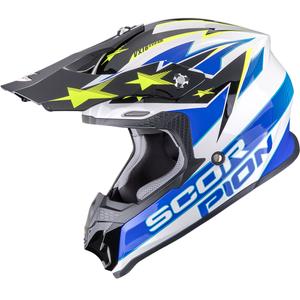 Casco de motocross Scorpion VX-16 EVO Air Patriot blanco-azul-amarillo