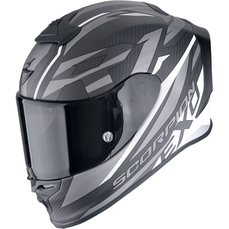 Casco integral de moto Scorpion EXO-R1 EVO CARBON AIR RUNNER negro mate y blanco