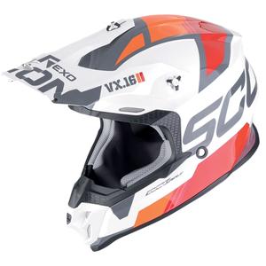Casco de motocross Scorpion VX-16 EVO AIR ANALOG blanco-naranja