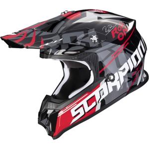 Casco motocross Scorpion VX-16 EVO AIR ROK BAGOROS negro-gris-blanco-rojo
