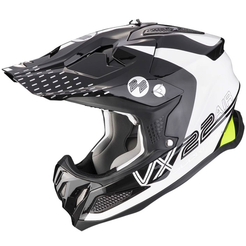 Casco de motocross Scorpion VX-22 Air Ares negro-blanco-amarillo fluo