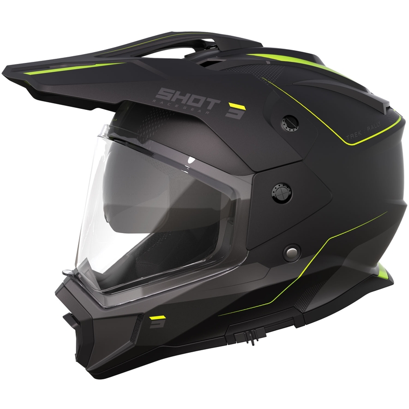 Casco de moto enduro Shot Trek Max Vision Rally negro mate-amarillo fluo
