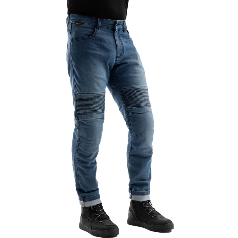 Vaqueros de moto Rebelhorn Revolt Monolayer en azul lavado