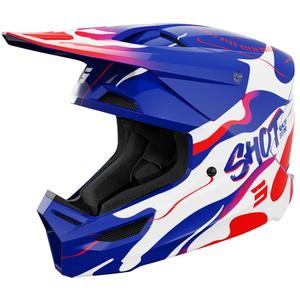 Casco de motocross Shot Furious Beast para niños, azul y rojo brillante