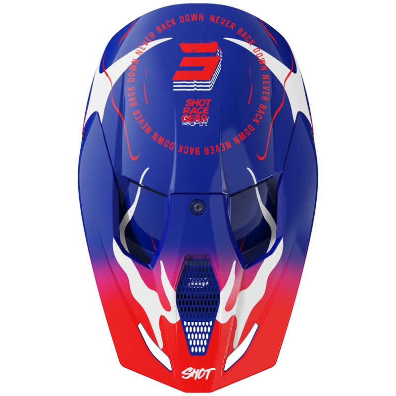 Casco de motocross Shot Furious Beast para niños, azul y rojo brillante