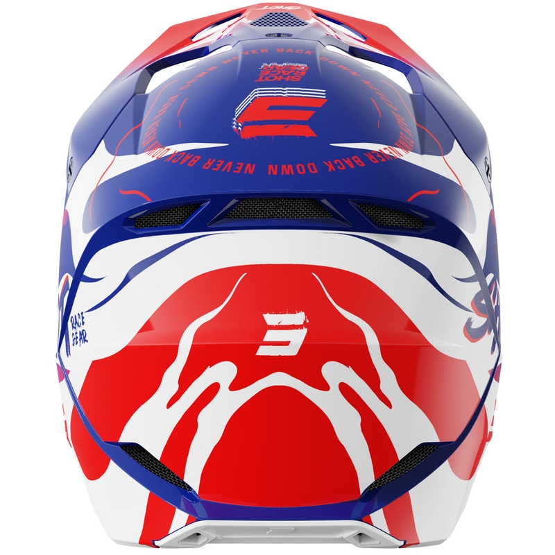 Casco de motocross Shot Furious Beast para niños, azul y rojo brillante