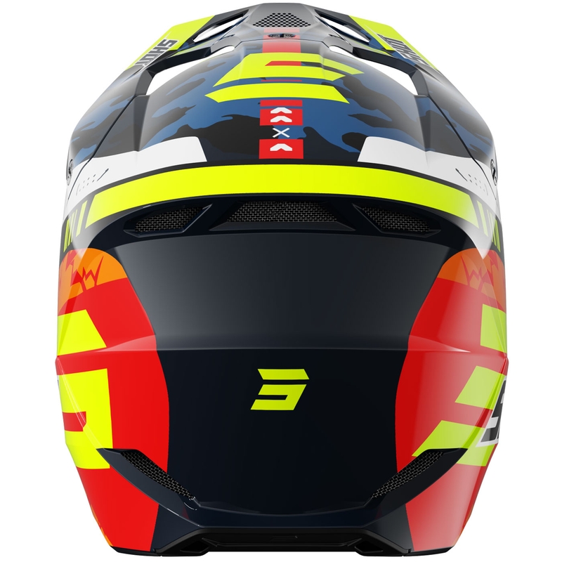 Casco de motocross Shot Furious Flash para niños, azul brillante y amarillo fluorescente