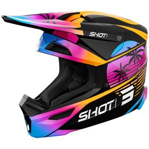 Casco de motocross Shot Furious Miami para niños, color naranja brillante