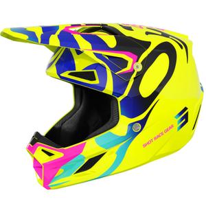 Casco de motocross Shot Speed Ghost para niños, amarillo fluorescente brillante