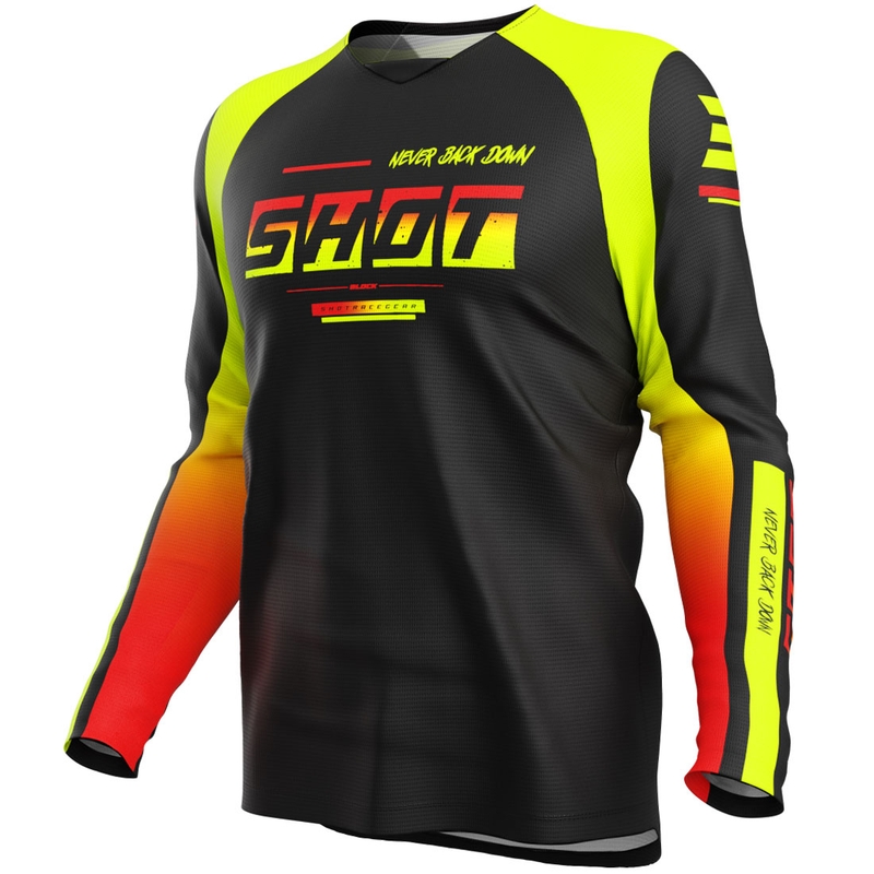 Camiseta de motocross Shot Draw Block para niños, color amarillo flúor