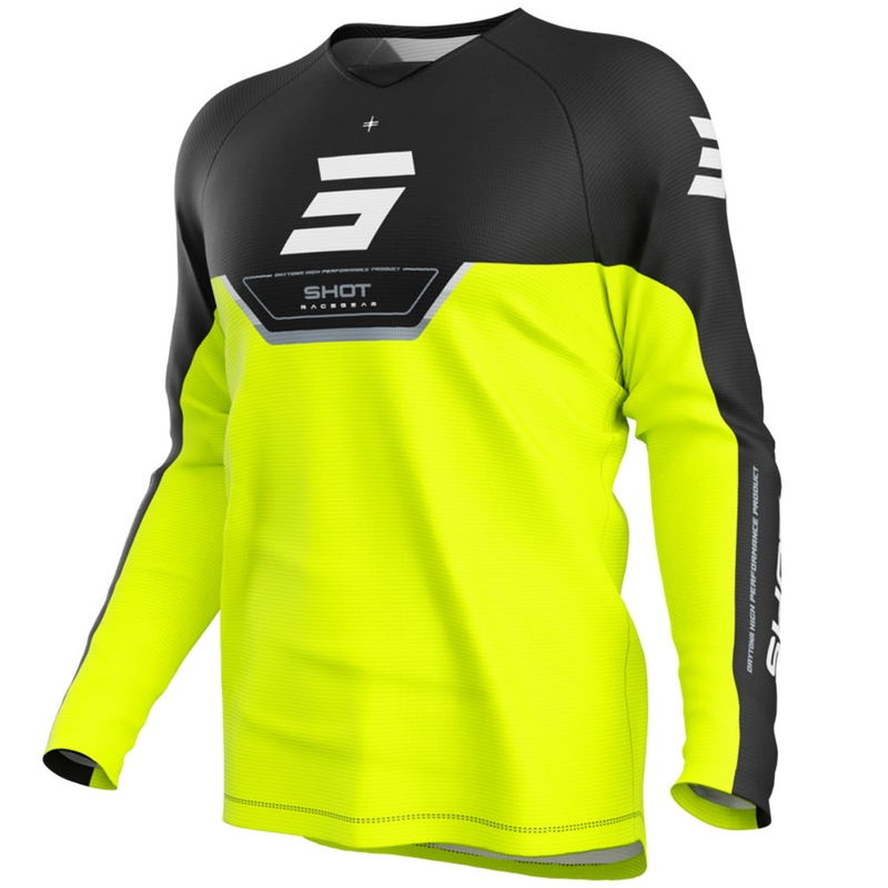 Camiseta de motocross Shot Draw Daytona para niños en amarillo flúor