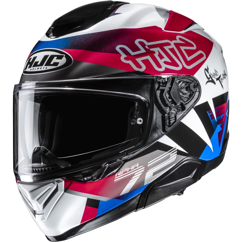 Casco integral de moto HJC RPHA 72 Goldy MC21 blanco-rojo-azul