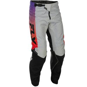 Pantalones de motocross FLY Racing - USA Kinetic gris-rojo-morado-negro