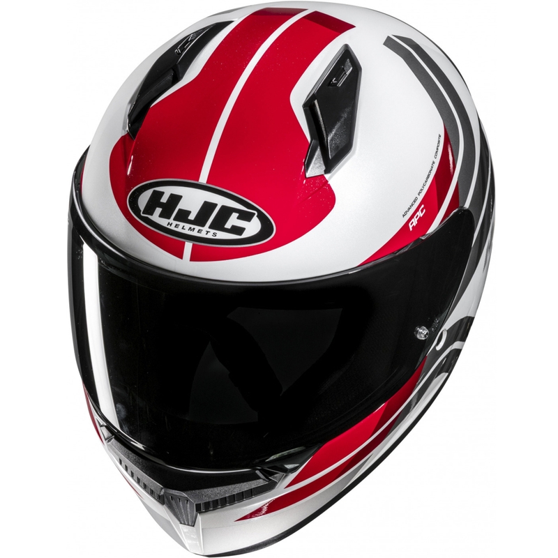 Casco integral de moto HJC C10 Hiper MC1 blanco-gris-rojo