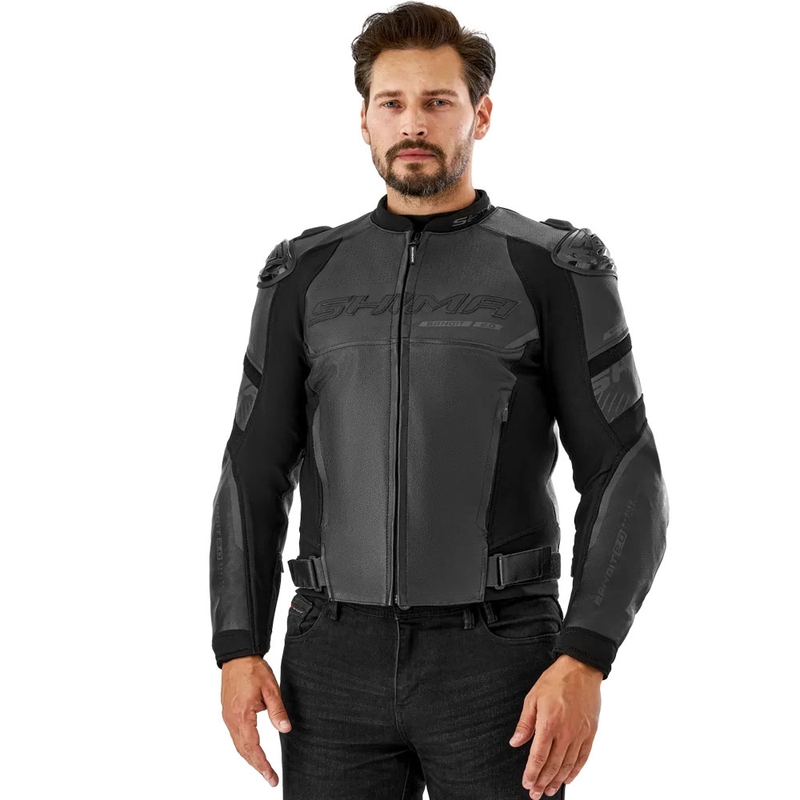 Chaqueta de moto de cuero Shima Bandit 2.0 negro-negro