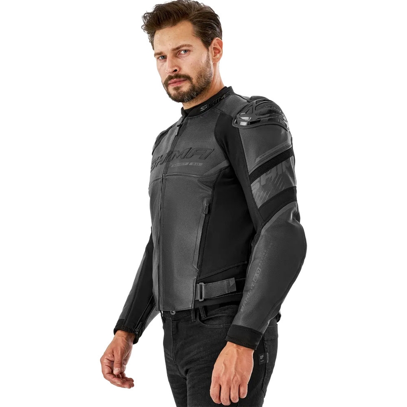 Chaqueta de moto de cuero Shima Bandit 2.0 negro-negro