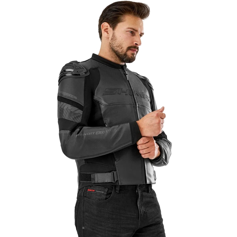 Chaqueta de moto de cuero Shima Bandit 2.0 negro-negro