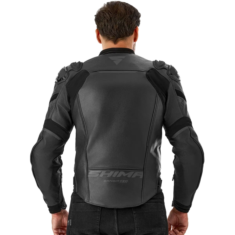 Chaqueta de moto de cuero Shima Bandit 2.0 negro-negro