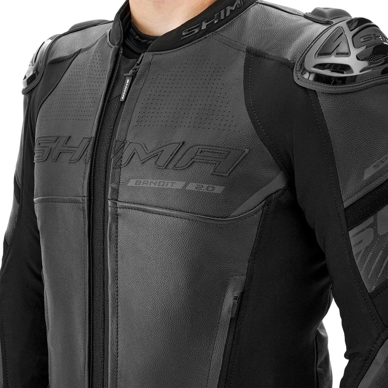 Chaqueta de moto de cuero Shima Bandit 2.0 negro-negro