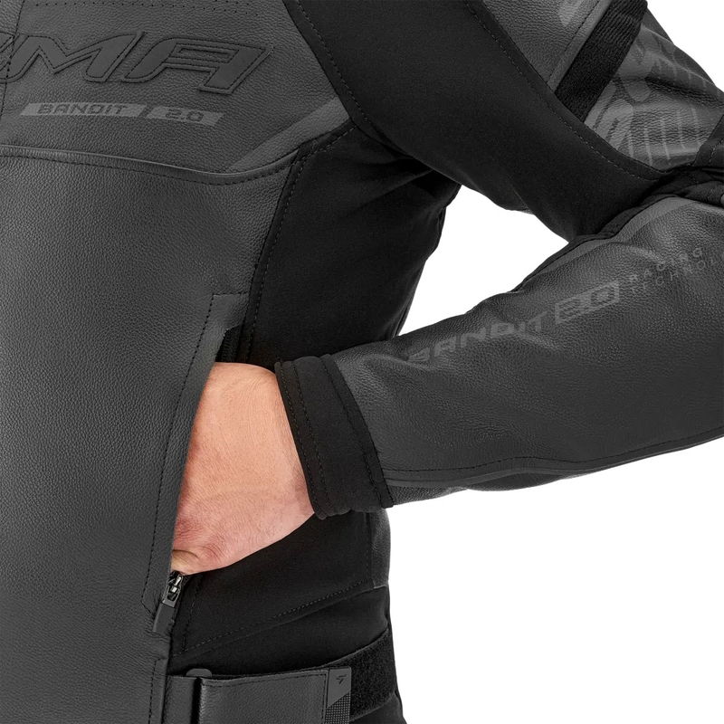 Chaqueta de moto de cuero Shima Bandit 2.0 negro-negro