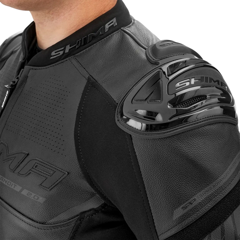 Chaqueta de moto de cuero Shima Bandit 2.0 negro-negro