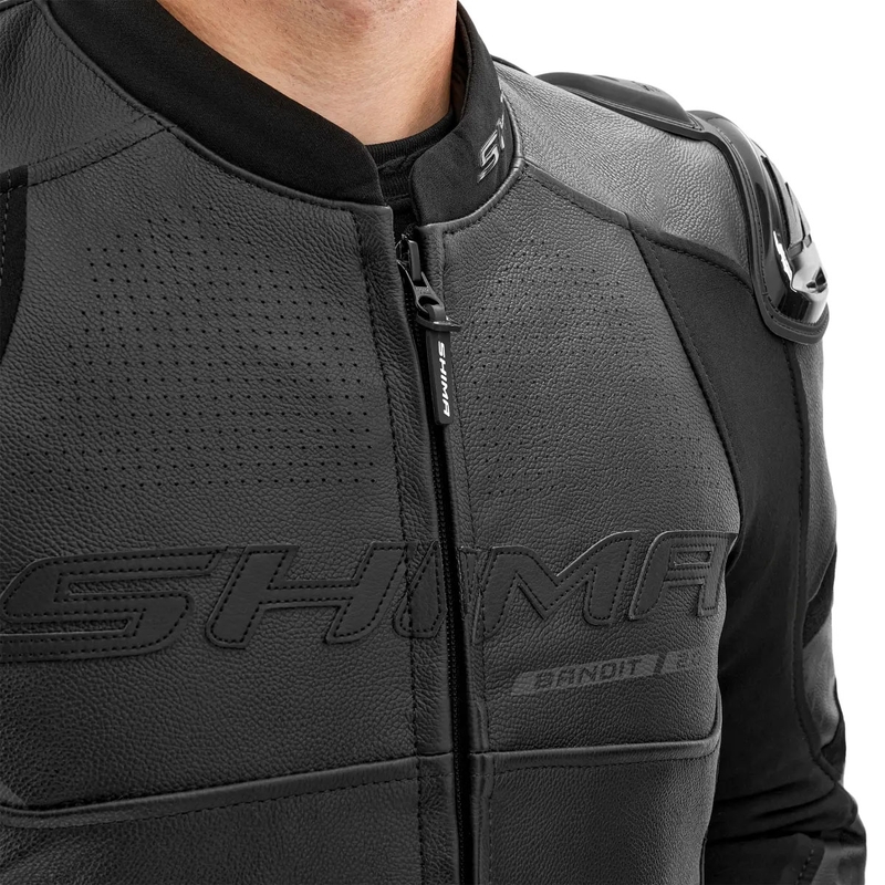 Chaqueta de moto de cuero Shima Bandit 2.0 negro-negro