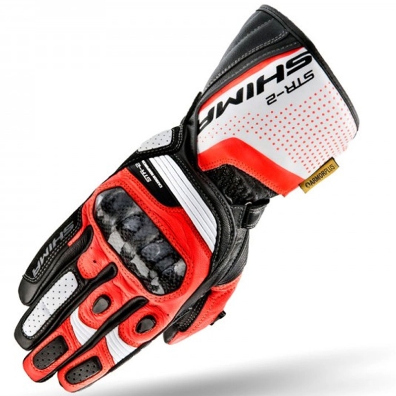 Guantes Shima STR-2 negro-blanco-rojo fluorescente