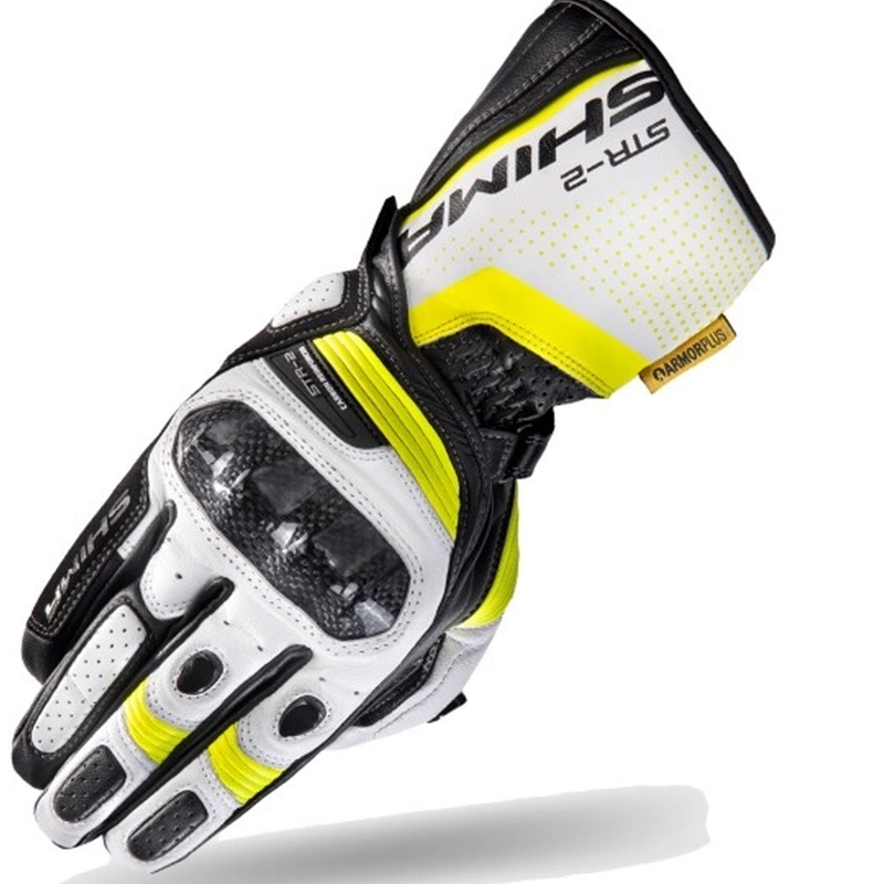 Guantes Shima STR-2 negro-blanco-amarillo fluorescente