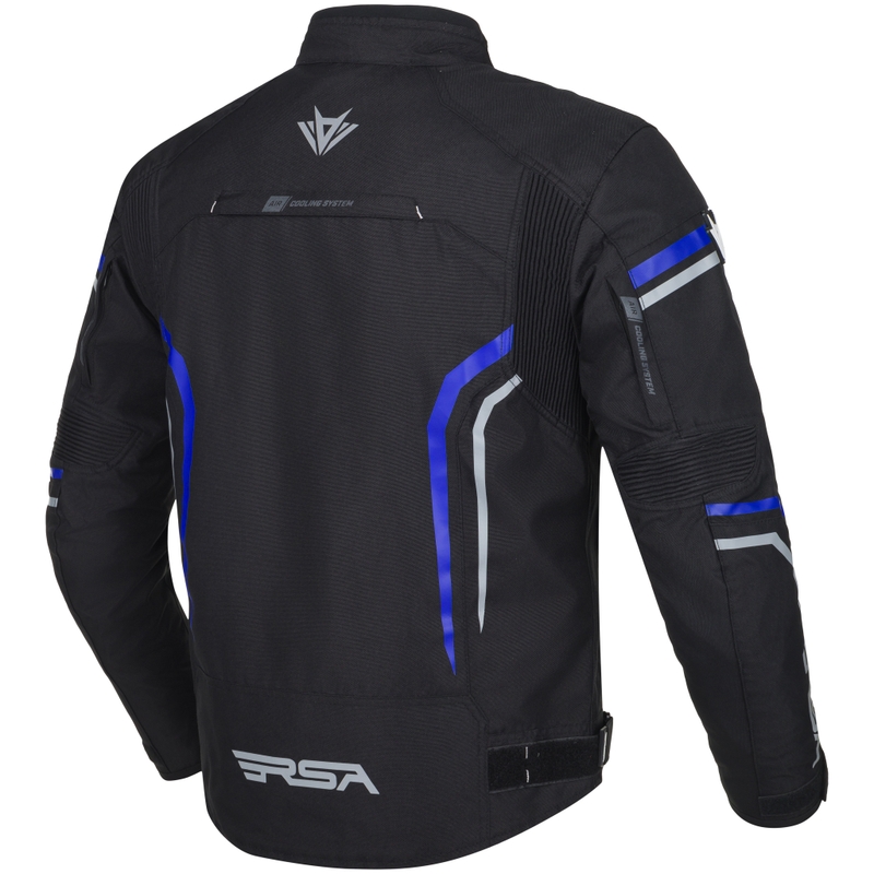Chaqueta de moto RSA Compact 2 negra, gris y azul