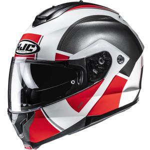 Casco de moto abatible HJC C91N Jyn MC1 negro-blanco-rojo